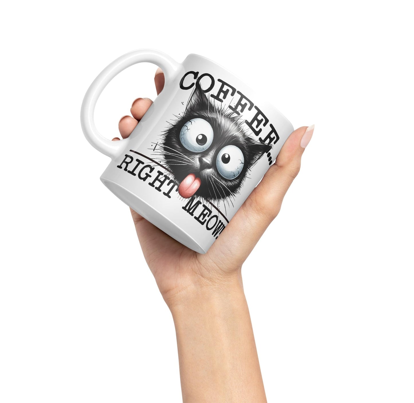 Coffee Right Meaw!! Cat Kitten, Joke sarkasm Sarcastic Ceramic Coloured Mug Cup for Tea Coffee Hot Brew 330ml 11Oz Gift