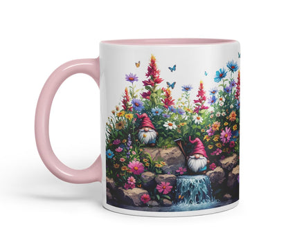 Vixar Garden Gnome Waterfall Mug – Coloured Ceramic Mug Cup Gift, 11oz (Black)