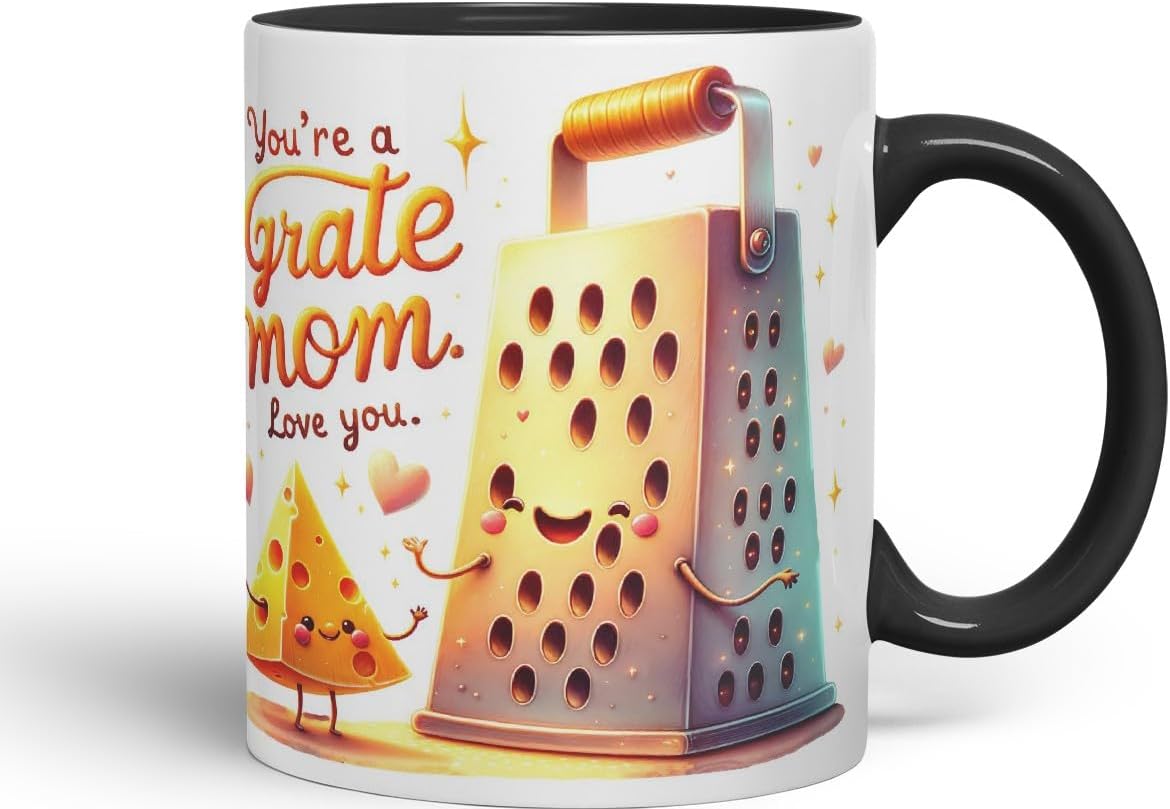 Vixar You’re a Grate Mom Coloured Mug Cup Cute Mother’s Day Gift 11oz (Black)