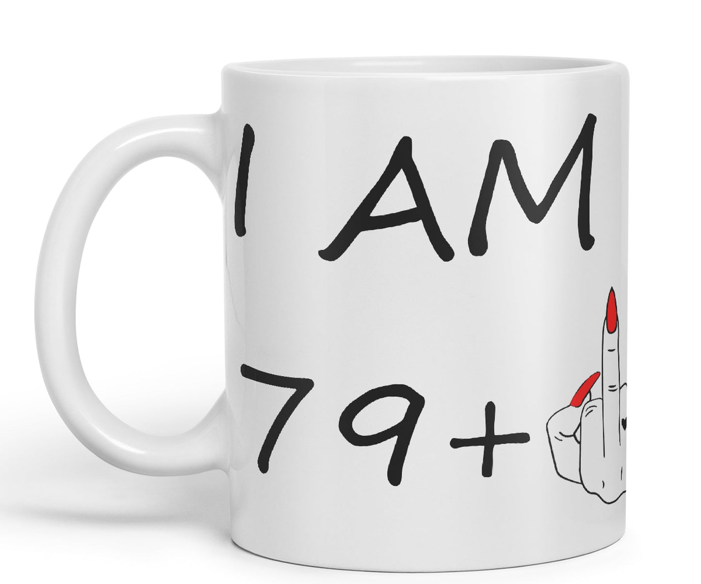 Vixar I am 79 + 1 Woman Hand Ceramic 330 ml, 11oz Coloured Mug Cup Gift Coffee Tea Happy Birthday Turning 80 Years Old as a Joke Celebration 80th Birthday Gift idea