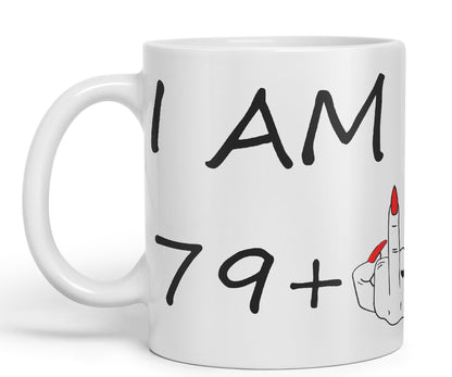 Vixar I am 79 + 1 Woman Hand Ceramic 330 ml, 11oz Coloured Mug Cup Gift Coffee Tea Happy Birthday Turning 80 Years Old as a Joke Celebration 80th Birthday Gift idea
