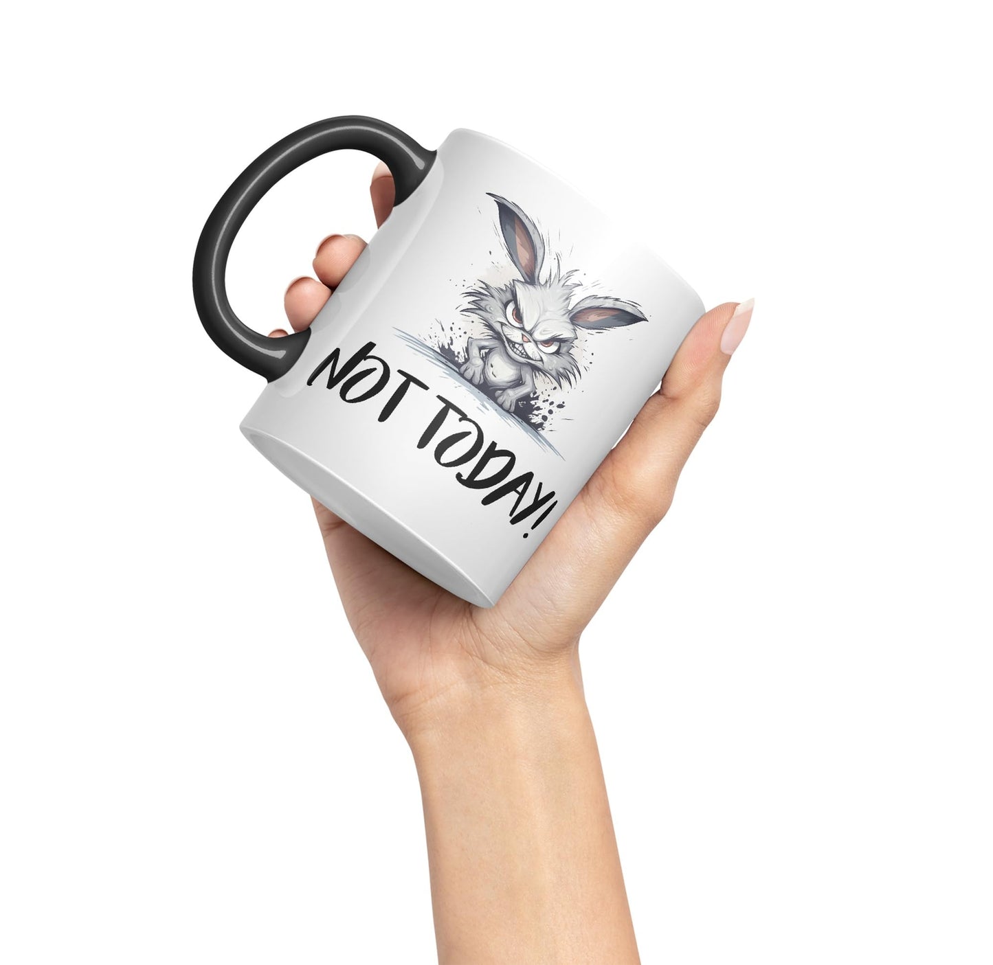 Not Today! Hunry Bunny Hare Joke sarkasm Sarcastic Ceramic Coloured Mug Cup for Tea Coffee Hot Brew 330ml 11Oz Gift