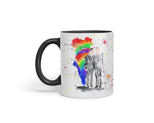 Vixar Wedding Mr and Mr Pride Gay Watercolour Art Coloured Mug Cup Gift Birthday Work Office Tea Coffee