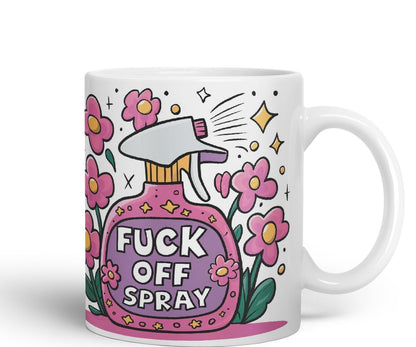 Vixar F** Off Spray – Coloured Ceramic Mug Cup Gift, 11oz (Black)