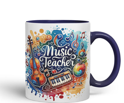 Vixar Music Teacher Mug Thank You, End of School Gift Ceramic Coloured Mug Cup for Tea Coffee Hot Brew 330ml 11Oz Gift
