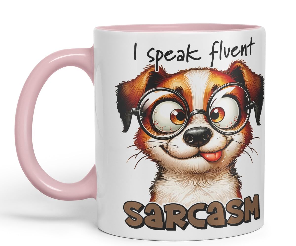 Vixar I Speak Fluent Sarcasm Coloured Ceramic Mug Cup 11oz Funny Sarcastic Gift (Black)