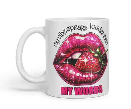 Vixar My Vibe Speaks Louder Mug – Coloured Ceramic Mug Cup Gift, 11oz (Black)
