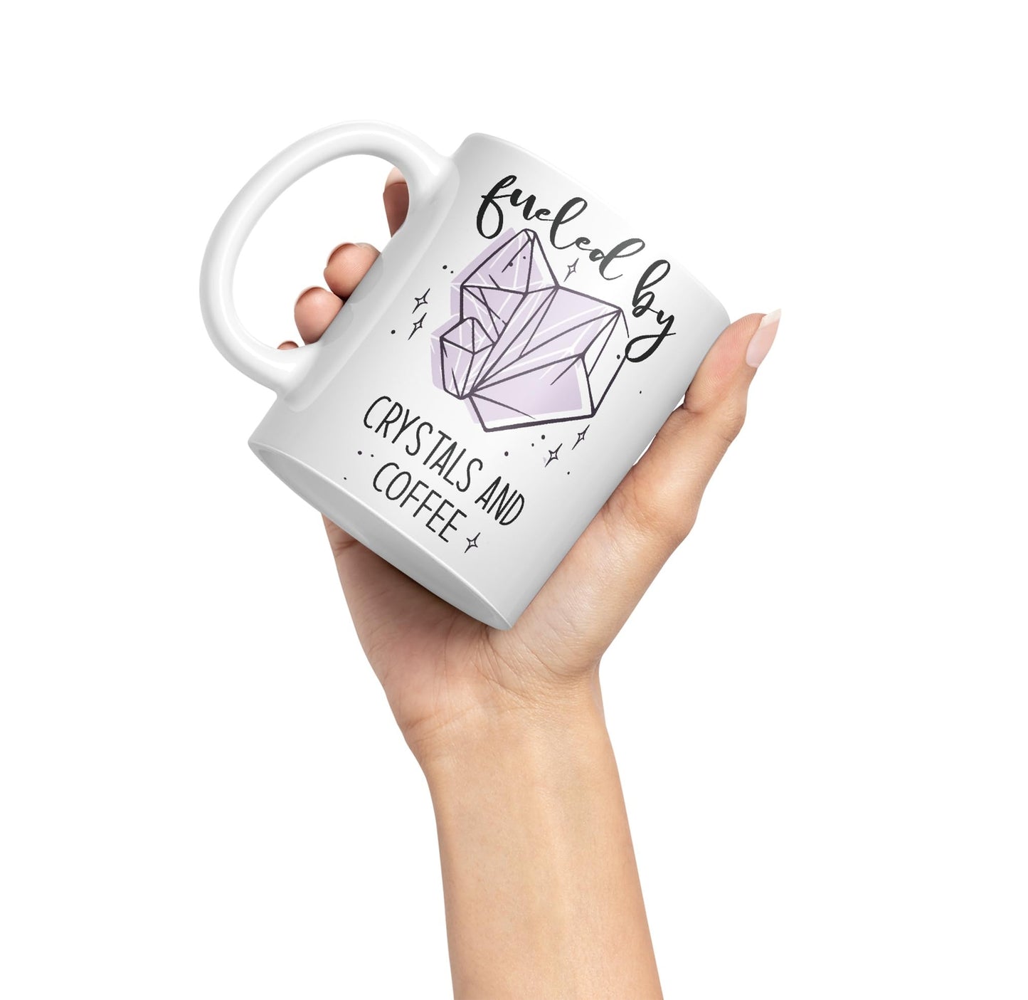 Fueled by Crystals Sugar and Coffee Sarcastic Joke Ceramic Coloured Mug Cup for Tea Coffee Hot Brew 330ml 11Oz