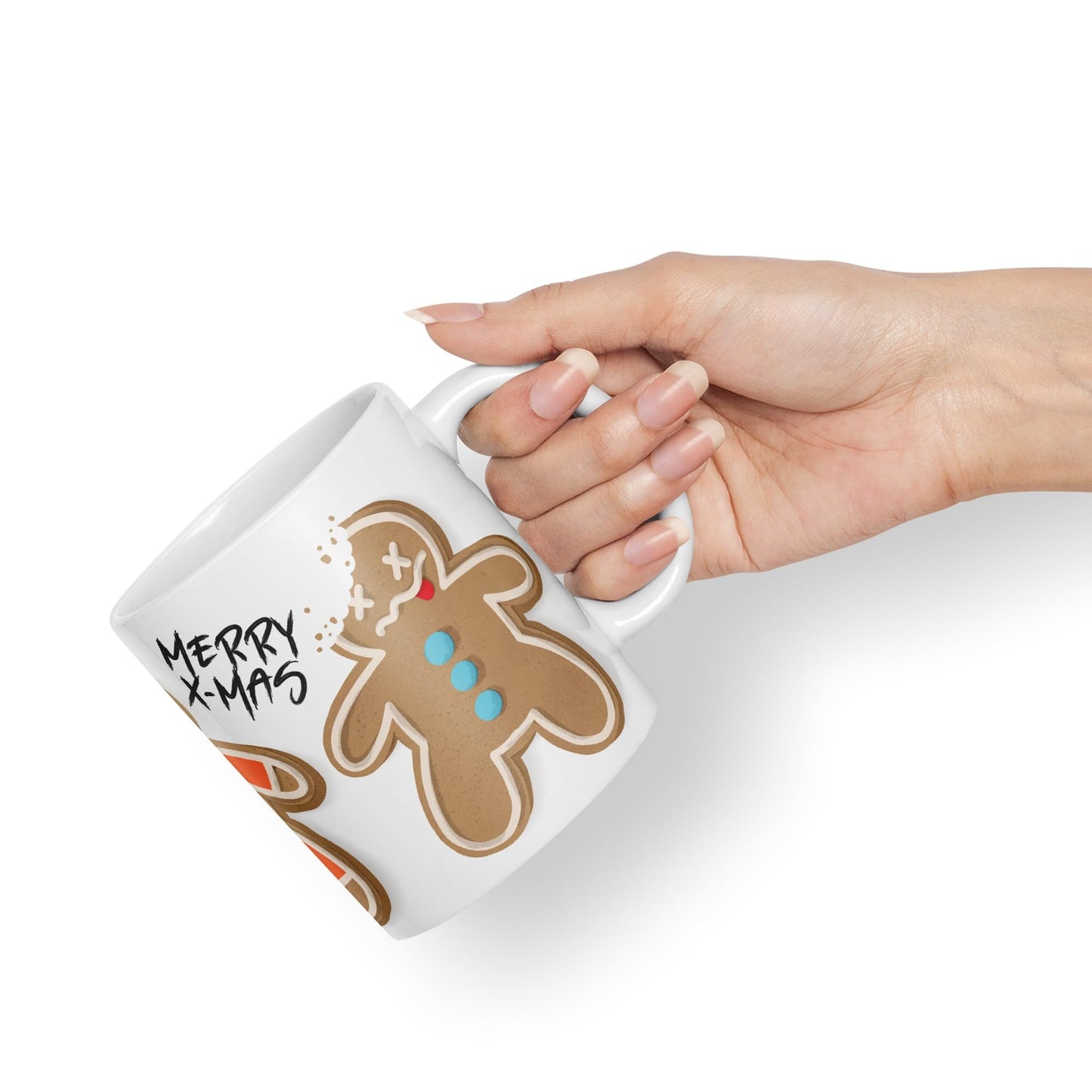 Vixar Gingerbread Man Cake Christmas, Xmas Designs Presents Coloured Ceramic Mug Cup Gift 330ml 11oz Work Office Tea Coffee Gift (CH1)