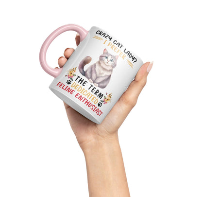 Vixar Crazy Cat Lady? I Prefer Sarcastic Joke Ceramic Coloured Mug Cup for Tea Coffee Hot Brew 330ml 11Oz