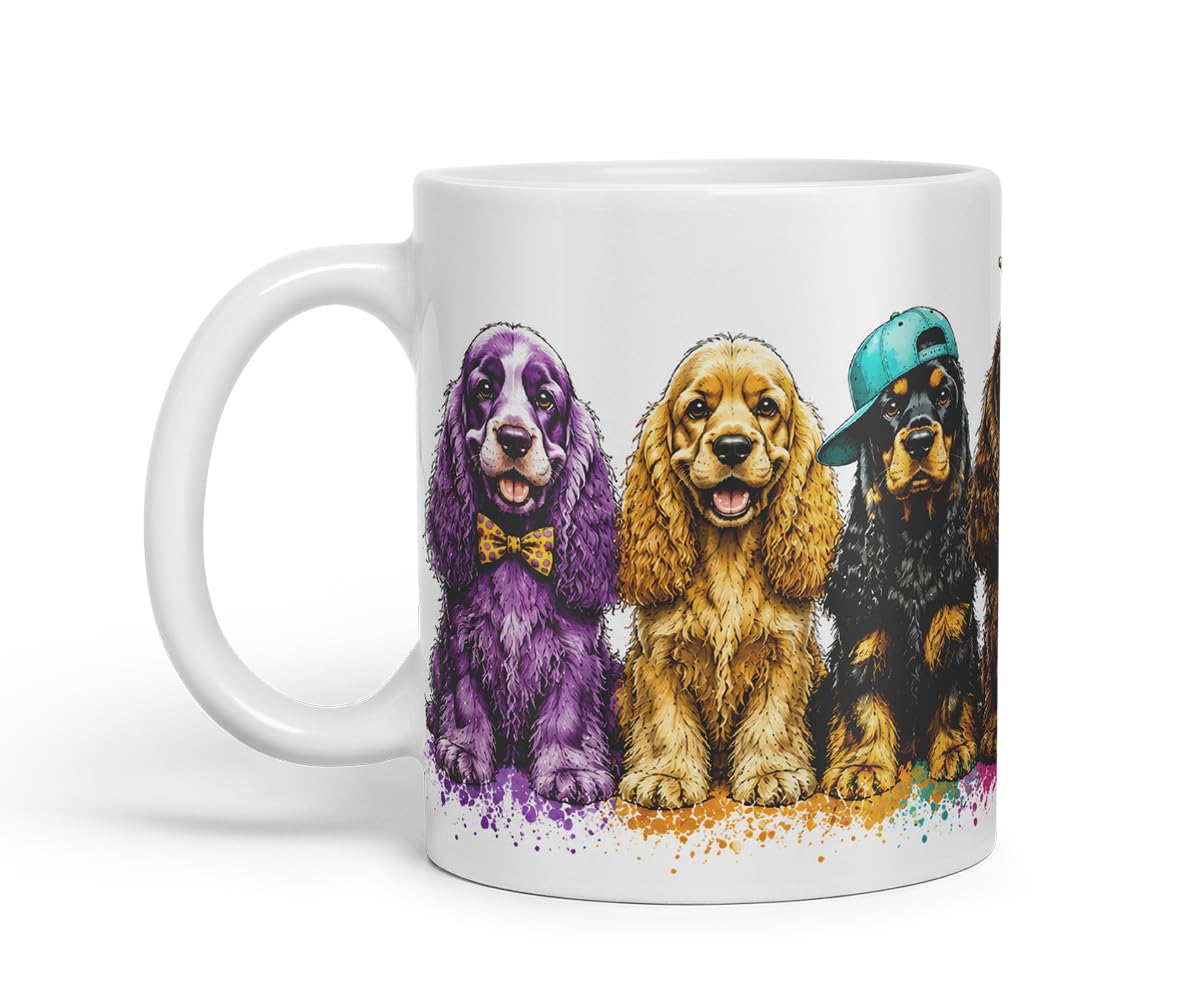 Vixar Cocker Spaniel Dog Mug – Cute Cocker Spaniel Coloured Ceramic Mug Cup Gift, 11oz (Black)
