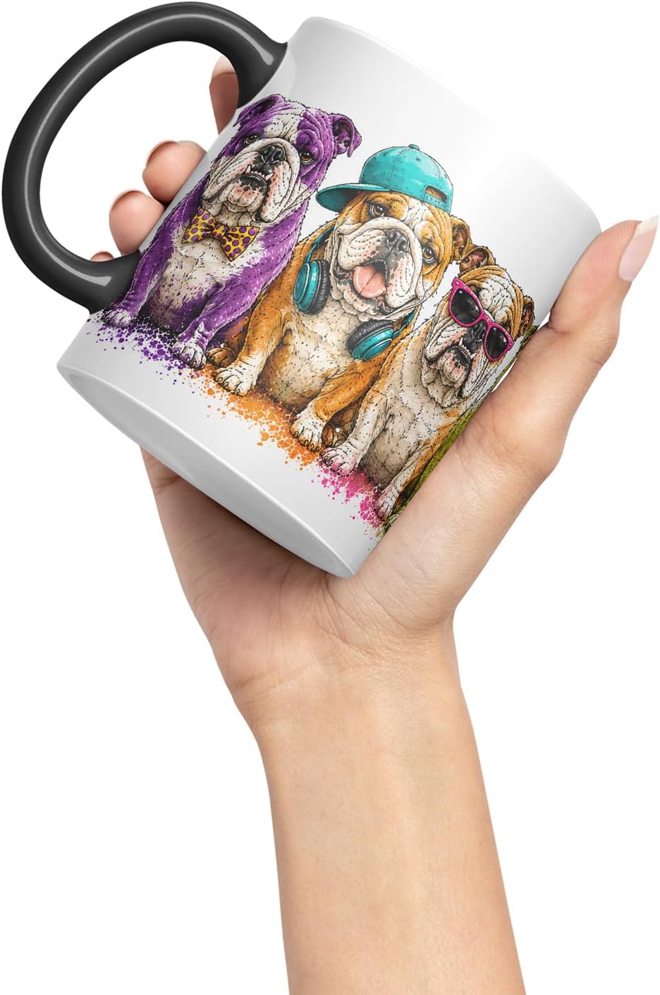 Vixar English Bulldog Dog Mug – Cute Bulldog Coloured Ceramic Mug Cup Gift, 11oz (Black)