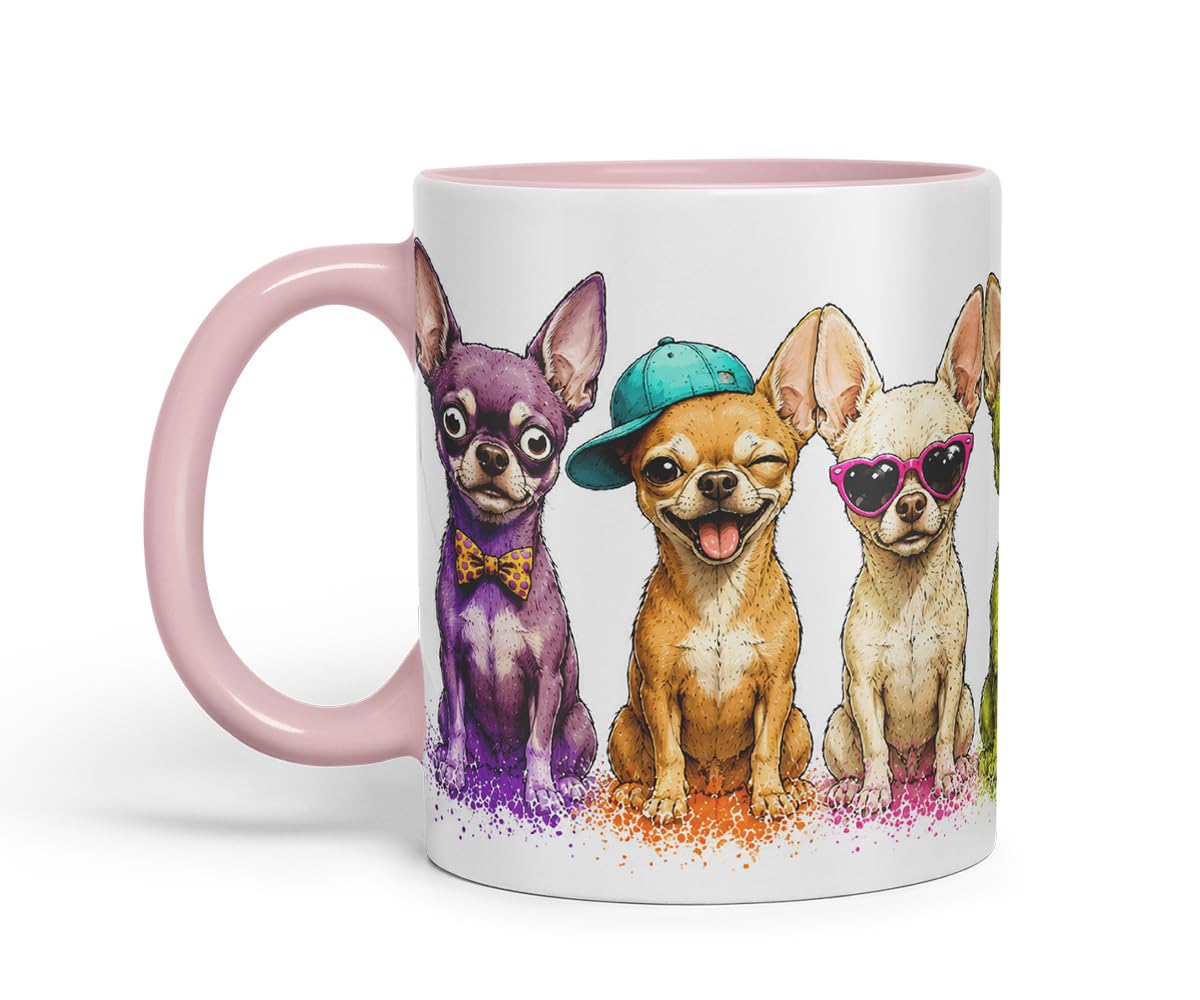 Vixar Short Hair Chihuahua Dog Mug – Cute Chihuahua Coloured Ceramic Mug Cup Gift, 11oz (Black)