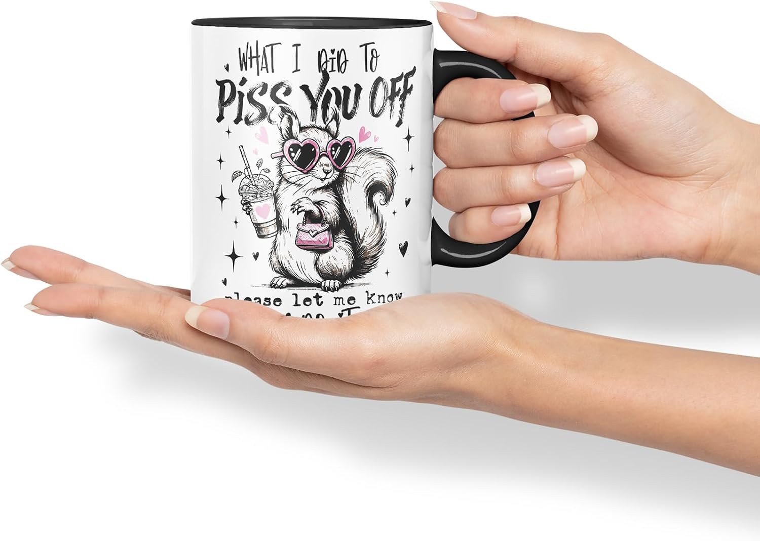 Vixar Funny Skunk Sarcastic Mug – Coloured Ceramic Mug Cup Gift, 11oz (Black)