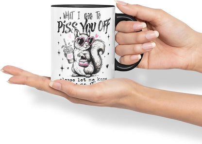 Vixar Funny Skunk Sarcastic Mug – Coloured Ceramic Mug Cup Gift, 11oz (Black)