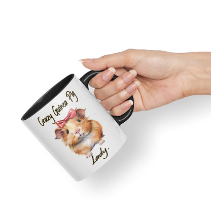 Crazy Guinea Pig Lady Joke sarkasm Sarcastic Ceramic Coloured Mug Cup for Tea Coffee Hot Brew 330ml 11Oz Gift