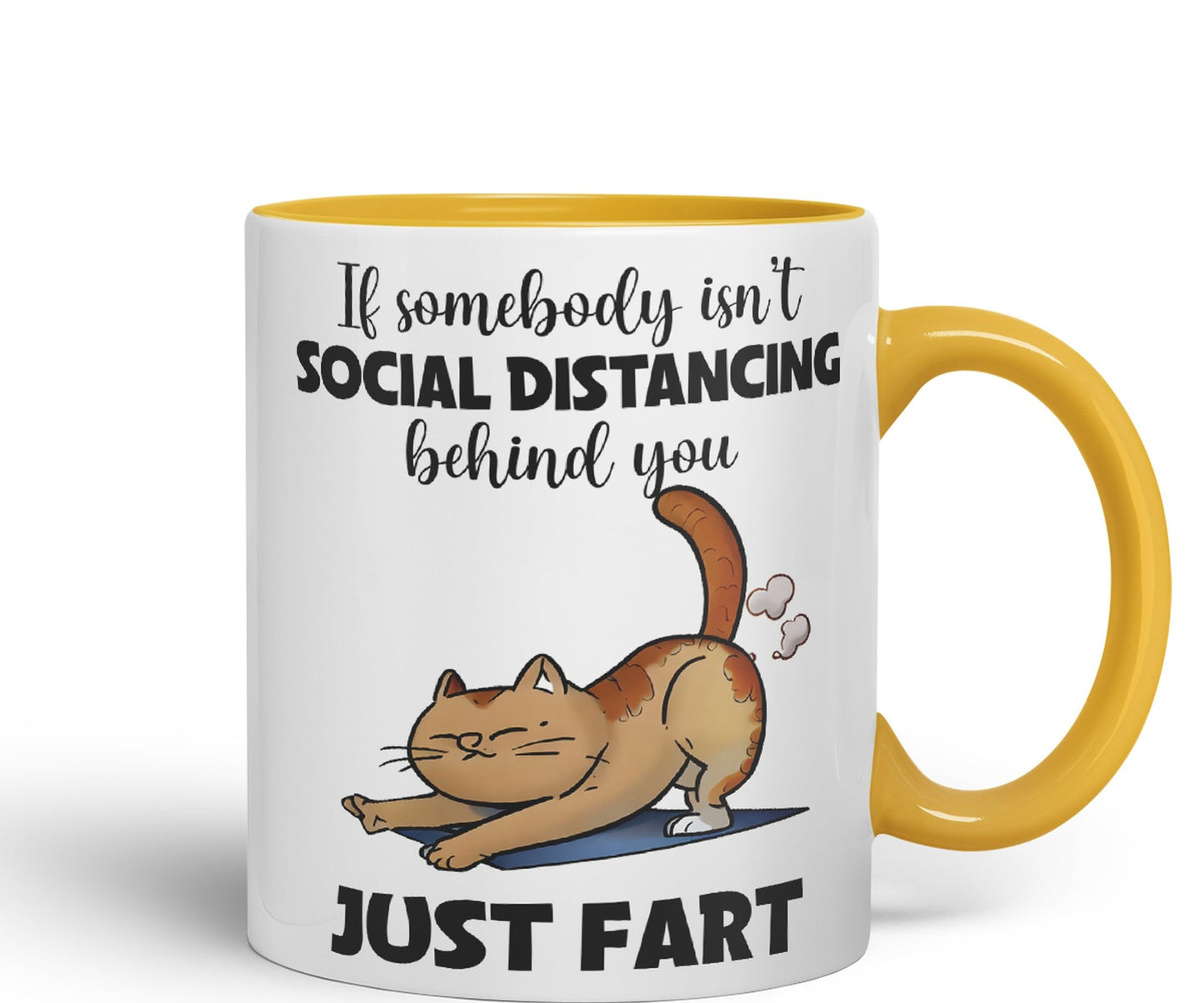 Vixar If Somebody Isn't Social Distancing Behind You Just Fart Cats Sarcastic Joke Ceramic Coloured Mug Cup for Tea Coffee Hot Brew 330ml 11oz