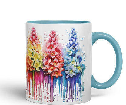 Vixar Hyacinth Perfumed Bloom Mug Coloured Ceramic Mug Cup Gift, 11oz (Pink)
