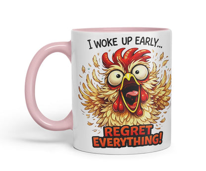 Vixar I Woke Up Early Regret Everything Funny Chicken Mug – Coloured Ceramic Mug Cup Gift, 11oz (Black)