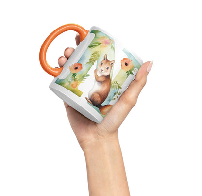 Letter N mug, Animals Alphabet Letter N Monogram animal for kids Ceramic Coloured Mug Cup for Tea Coffee Hot brew 330ml 11Oz Gift