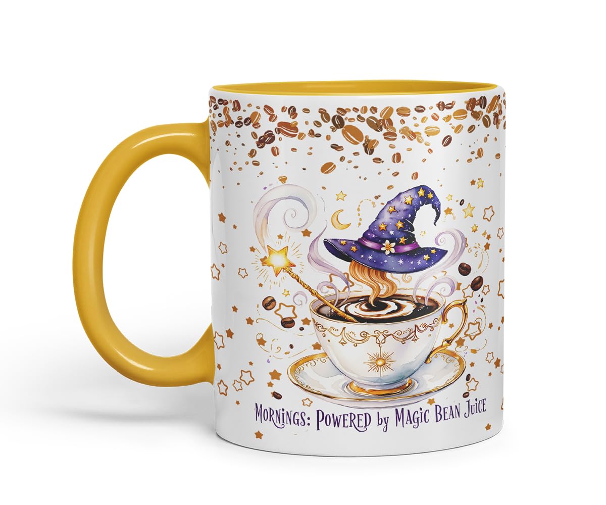 Vixar Magic Bean Juice Coffee Mug – Coloured Ceramic Mug Cup Gift, 11oz (Black)