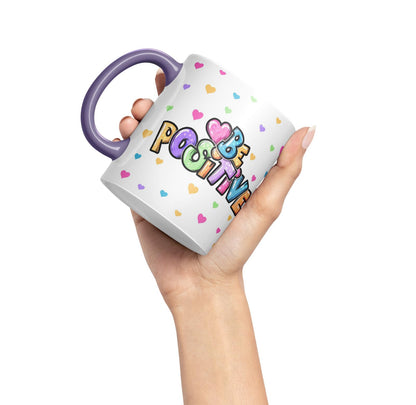 Vixar Be Positive herts Joke sarkasm Ceramic Coloured Mug Cup for Tea Coffee Hot Brew 330ml 11Oz Gift
