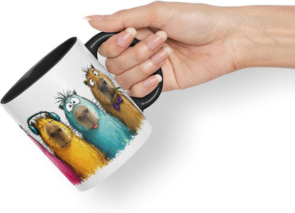 Vixar Funny Capybaras Mug – Cute Capybara Animal Coloured Ceramic Mug Cup Gift, 11oz (Black)