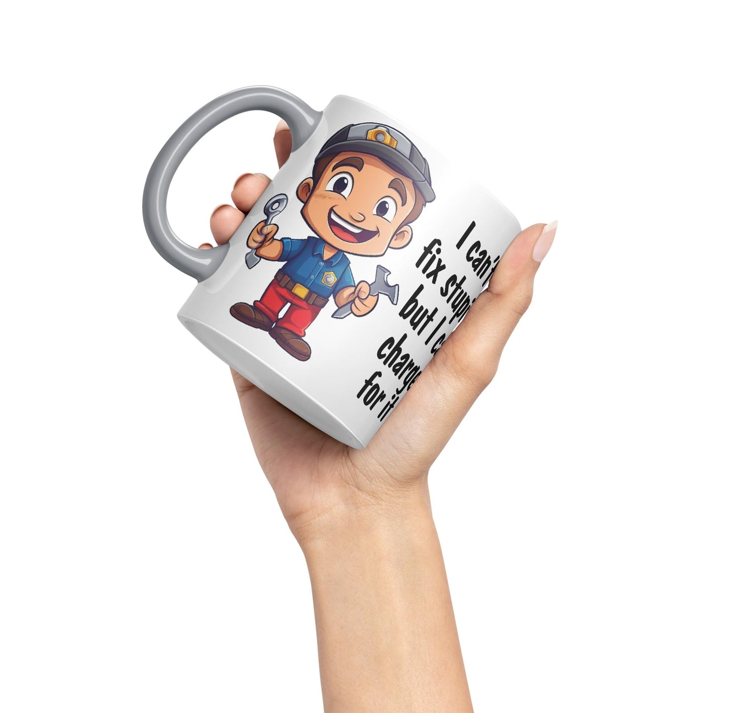 I Can't fix Stupid.. But I can Charge for it, Joke Sarcastic Ceramic Coloured Mug Cup for Tea Coffee Hot Brew 330ml 11Oz