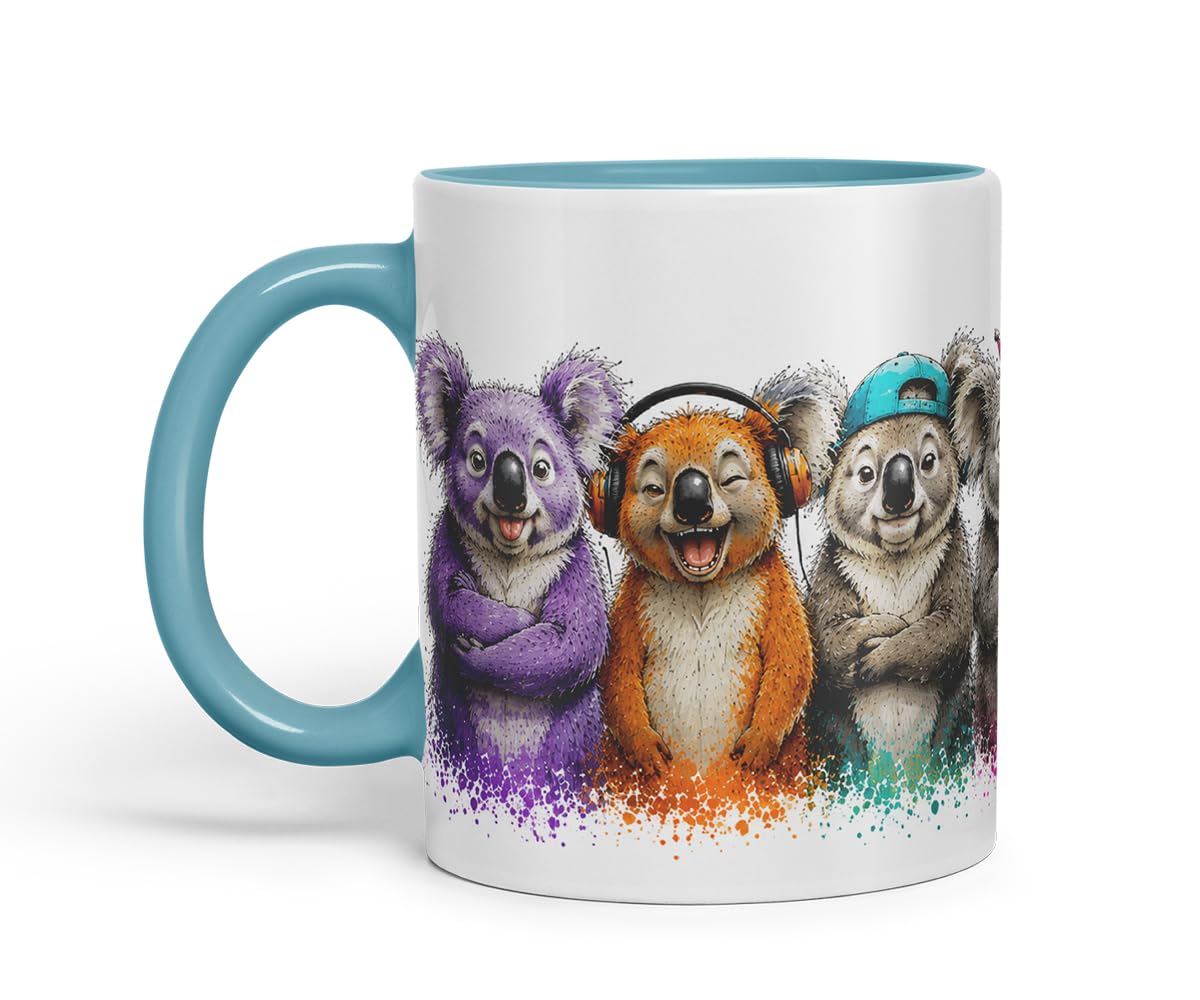 Koala Mug – Cute Koala Animal Coloured Ceramic Mug Cup Gift, 11oz (Black)