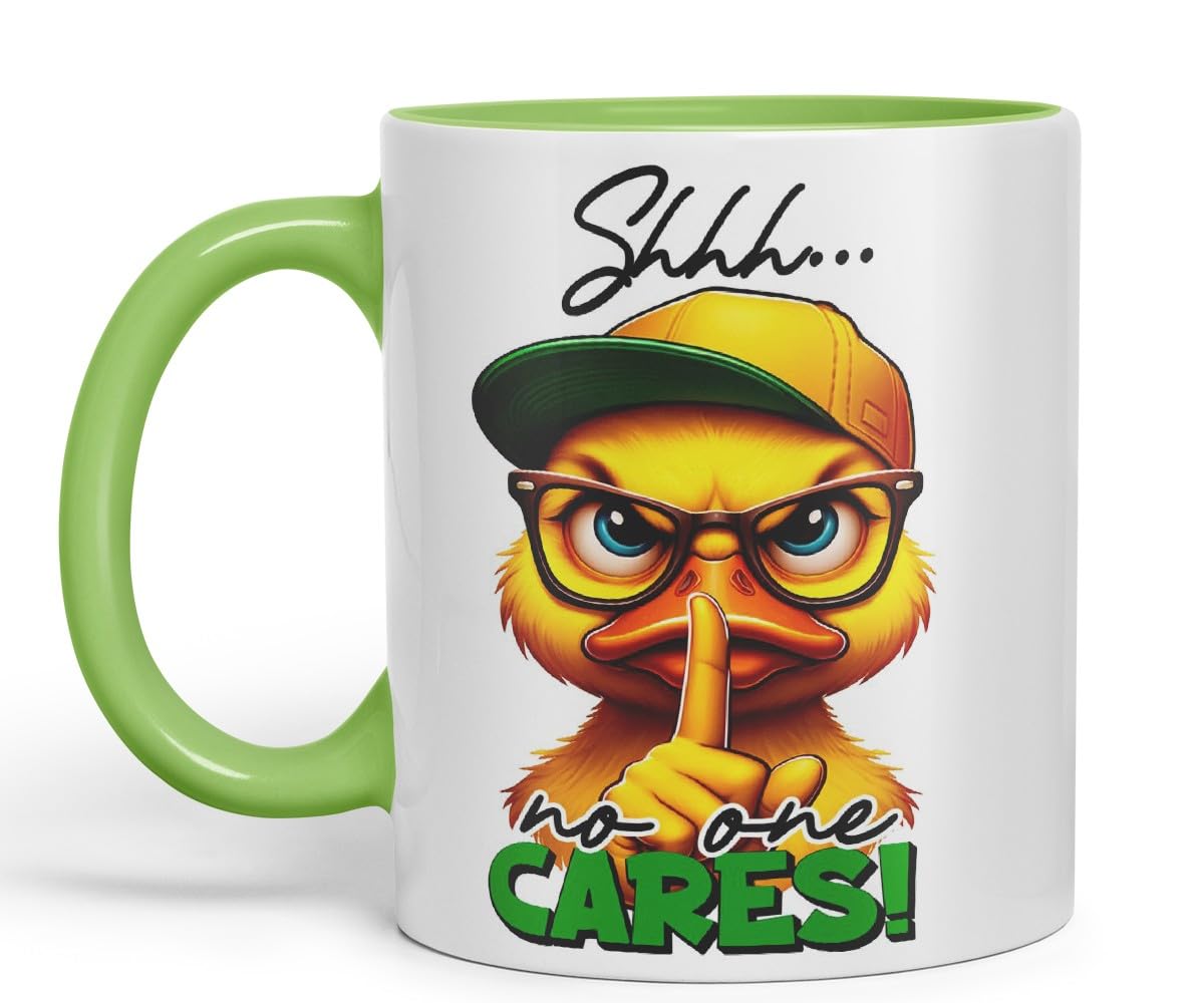 Vixar Shhh… No One Cares! Coloured Ceramic Mug Cup 11oz Funny Sarcastic Gift (Black)