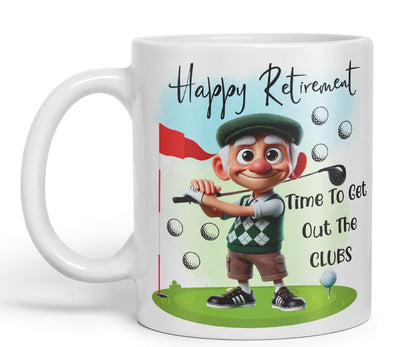 Vixar Happy Retirement Golf Mug – Time to Get Out The Clubs – Coloured Ceramic Mug Cup Gift, 11oz (Black)