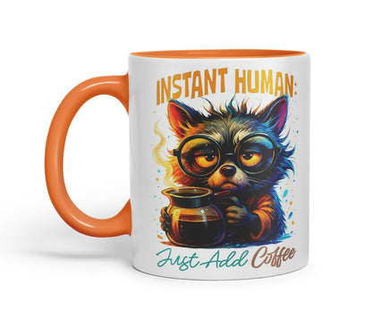 Vixar Instant Human Just Add Coffee Funny Dog Mug – Coloured Ceramic Mug Cup Gift, 11oz (Black)