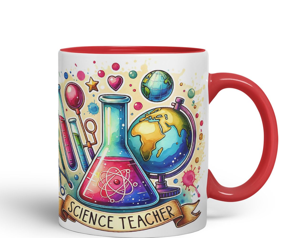Vixar Science Teacher Teacher Mug Thank You, End of School Gift Ceramic Coloured Mug Cup for Tea Coffee Hot Brew 330ml 11Oz Gift