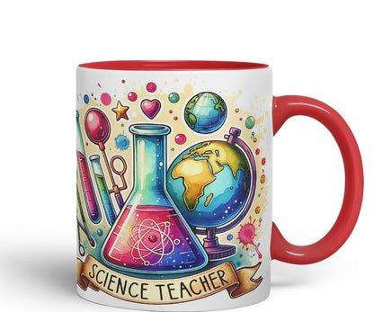 Vixar Science Teacher Teacher Mug Thank You, End of School Gift Ceramic Coloured Mug Cup for Tea Coffee Hot Brew 330ml 11Oz Gift