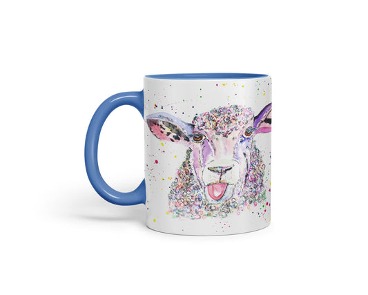 Vixar Sheep Eve Farm Animals Watercolour Art Coloured Mug Cup Gift Birthday Work Office Tea Coffee
