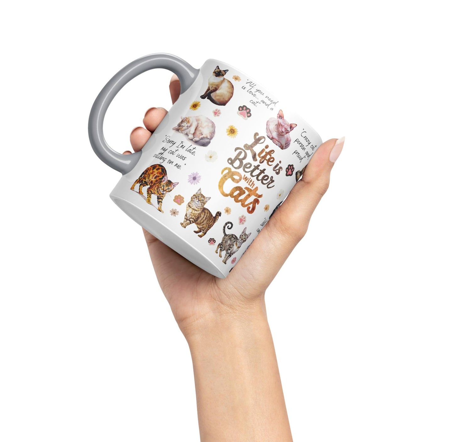 Life is better with Cats joke pets kittten Ceramic Coloured Mug Cup for Tea Coffee Hot brew 330ml 11Oz Gift