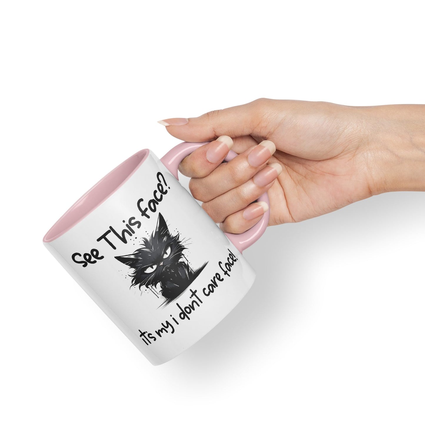 See This Face? Its My I Don't Care face! Cat Kitten Joke sarkasm Sarcastic Ceramic Coloured Mug Cup for Tea Coffee Hot Brew 330ml 11Oz Gift