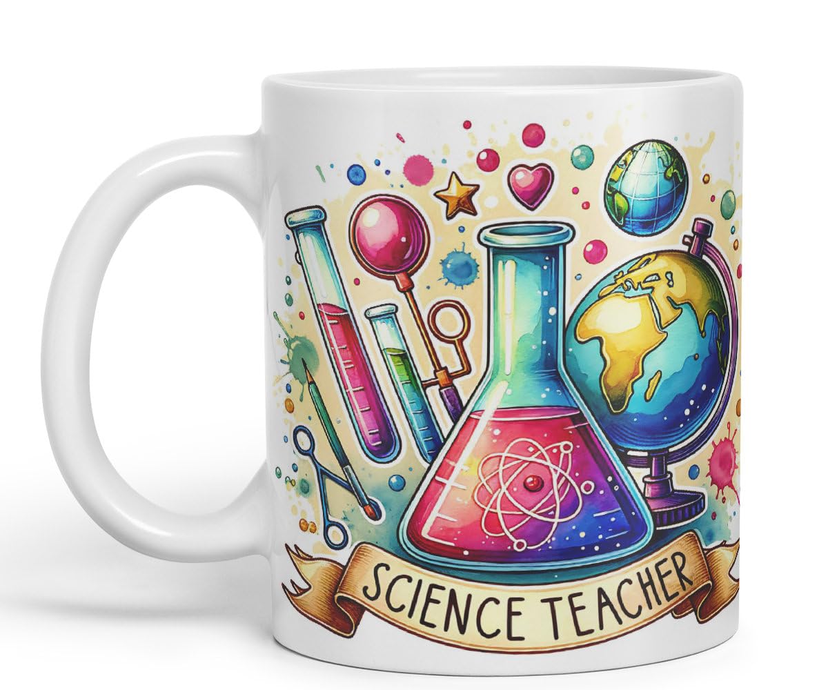 Vixar Science Teacher Teacher Mug Thank You, End of School Gift Ceramic Coloured Mug Cup for Tea Coffee Hot Brew 330ml 11Oz Gift