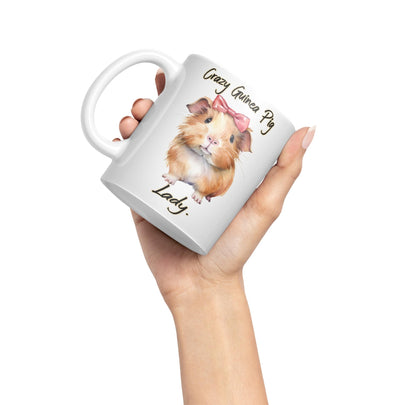 Crazy Guinea Pig Lady Joke sarkasm Sarcastic Ceramic Coloured Mug Cup for Tea Coffee Hot Brew 330ml 11Oz Gift