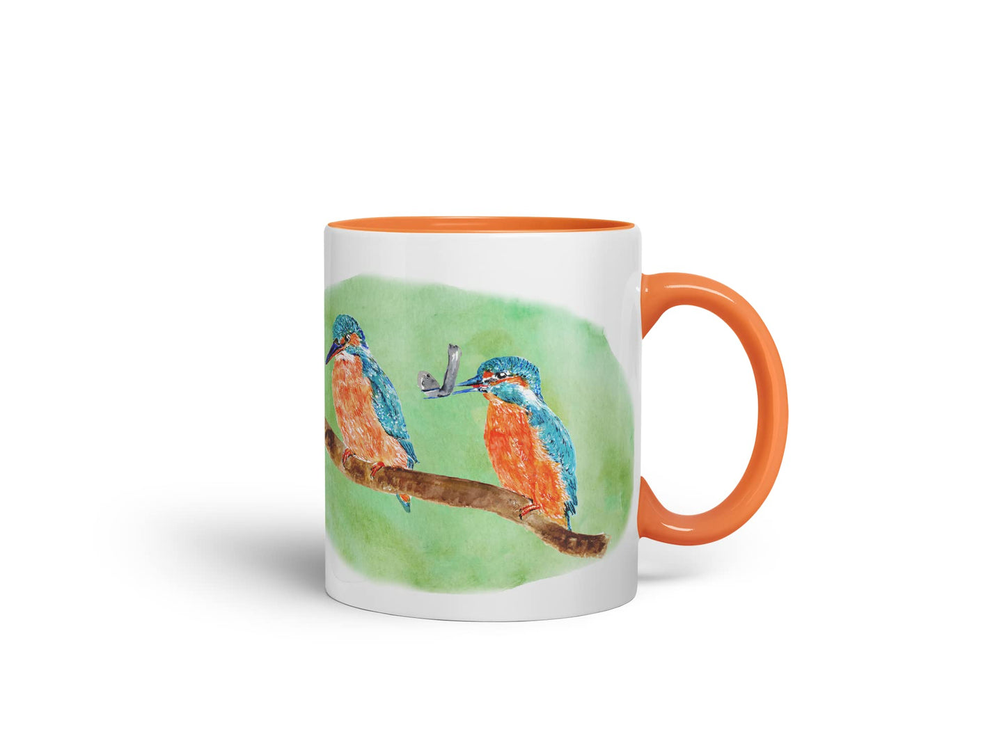 Vixar King Fisher Kingfisher Pair Bird Animals Watercolour Art Coloured Mug Cup Gift Birthday Work Office Tea Coffee
