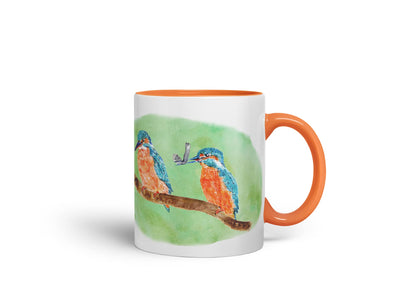 Vixar King Fisher Kingfisher Pair Bird Animals Watercolour Art Coloured Mug Cup Gift Birthday Work Office Tea Coffee