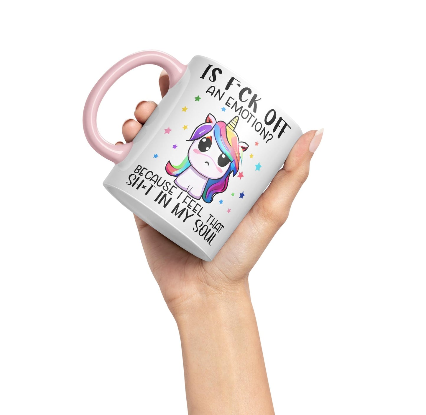 is f*ck Off, Bucause I Feel That shi*t in My Soul Unicorn Joke sarkasm Sarcastic Ceramic Coloured Mug Cup for Tea Coffee Hot Brew 330ml 11Oz Gift