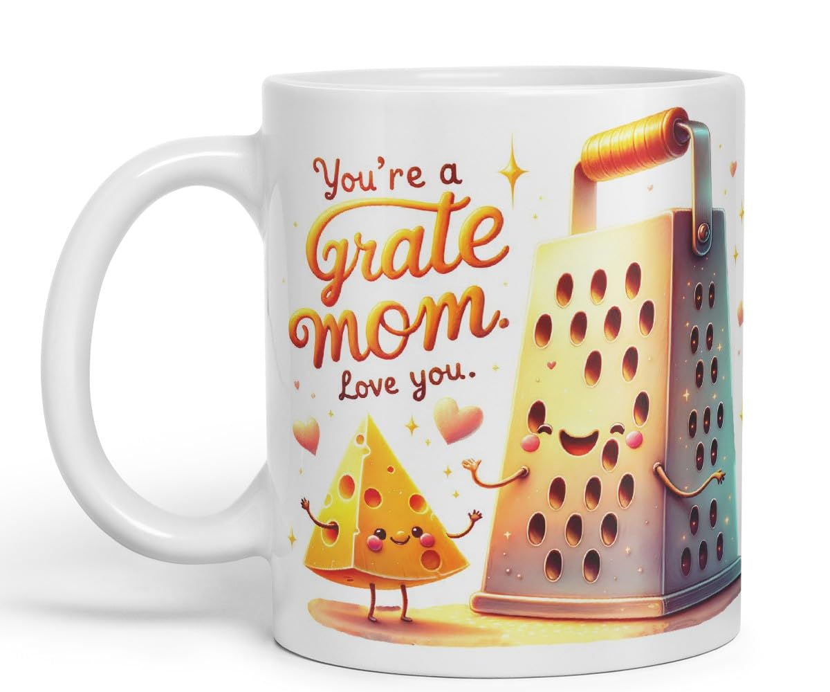 Vixar You’re a Grate Mom Coloured Mug Cup Cute Mother’s Day Gift 11oz (Black)