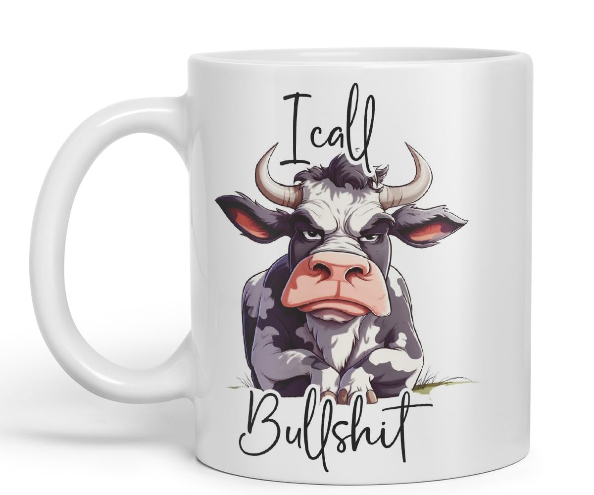 Vixar I Call Bull…Cow Coloured Ceramic Mug Cup Gift, 11oz (Black)