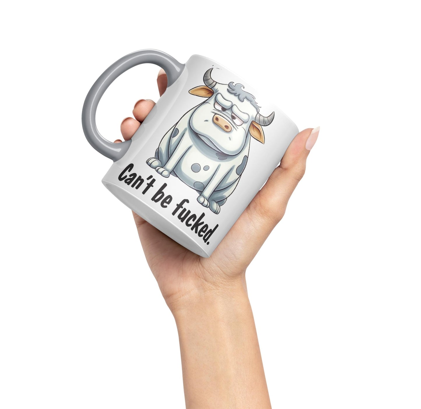 Can't be Fucked Cow Sarcastic Joke Ceramic Coloured Mug Cup for Tea Coffee Hot Brew 330ml 11Oz