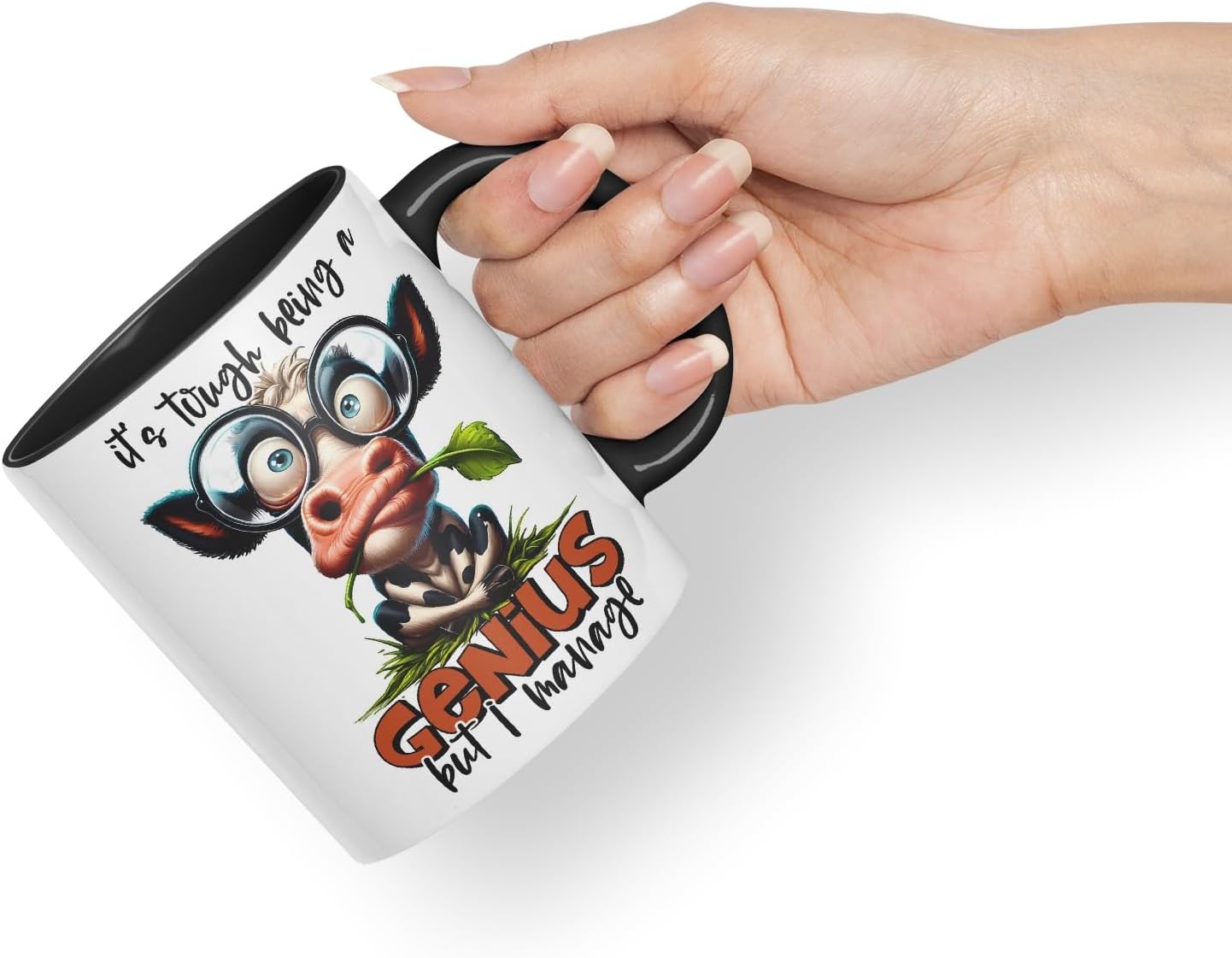 Vixar It’s Tough Being a Genius – But I Manage Coloured Ceramic Mug Cup 11oz Funny Sarcastic Gift (Black)