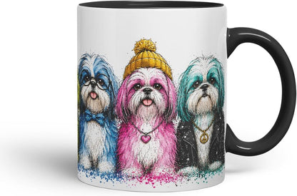 Vixar Shih Tzu Dog Mug – Cute Shih Tzu Coloured Ceramic Mug Cup Gift, 11oz (Black)