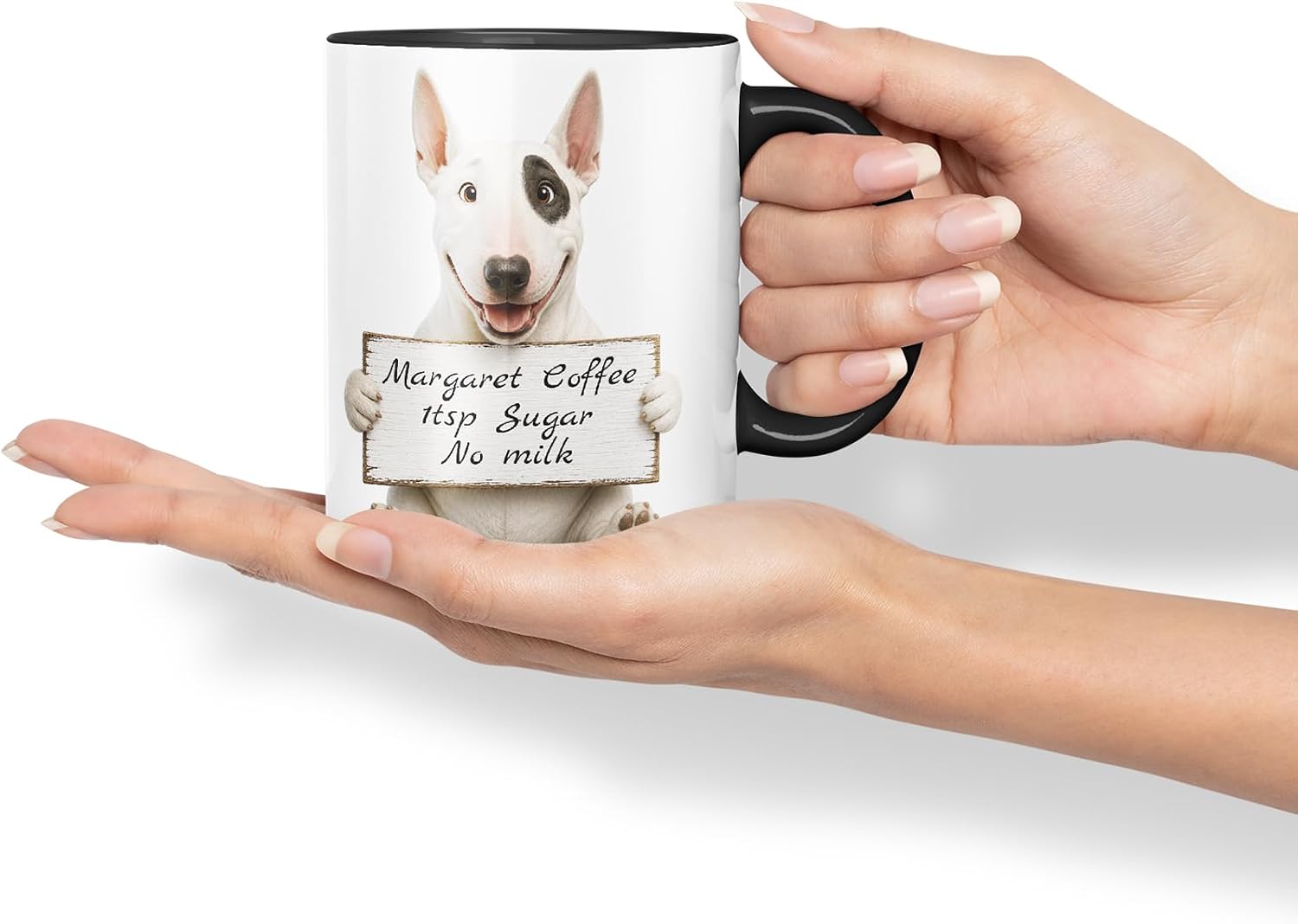 Vixar Personalised English Bulldog Dog Pet Mug with Name or Custom Message – Cute Animal Coloured Ceramic Mug Cup Gift, 11oz (Black)