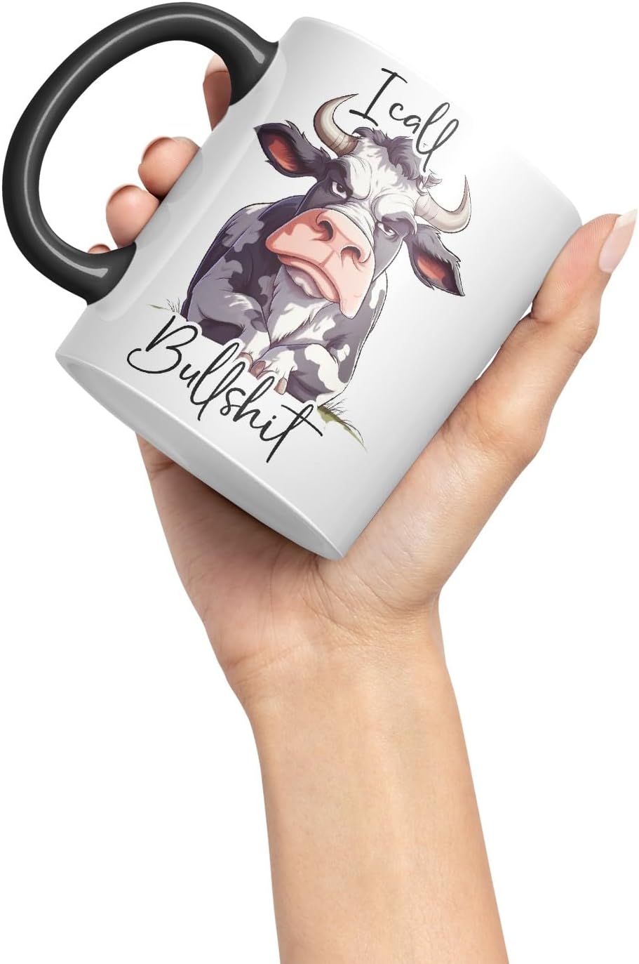 Vixar I Call Bull…Cow Coloured Ceramic Mug Cup Gift, 11oz (Black)