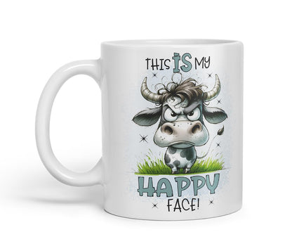 Vixar This is My Happy Face Funny Cow – Coloured Ceramic Mug Cup Gift, 11oz (Black)
